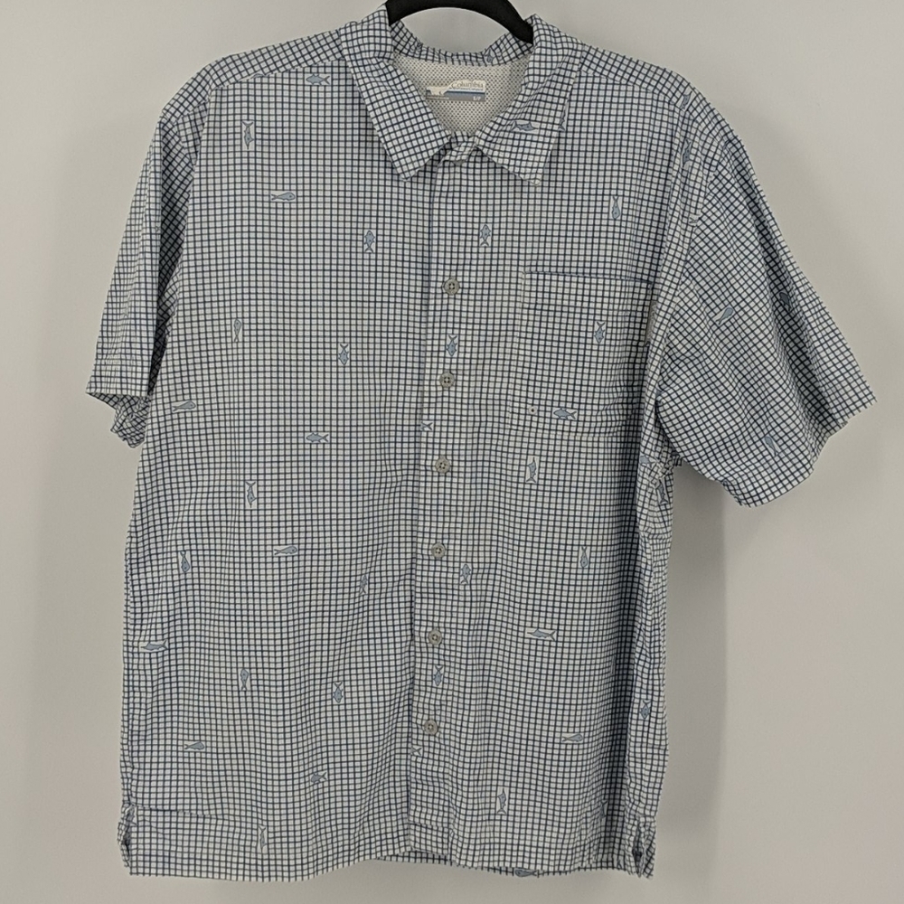 COLUMBIA Fish Print Vented PFG Fishing Shirt